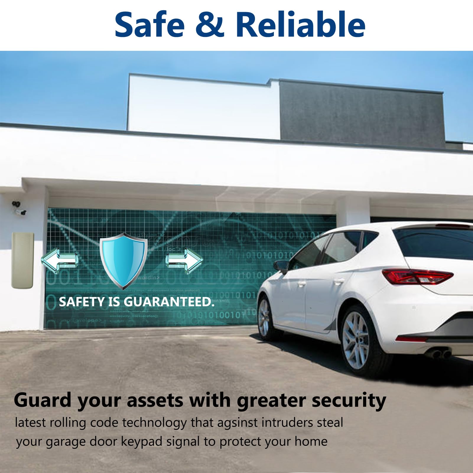 GIOATY keypad mounted on wall for quick, secure garage entry