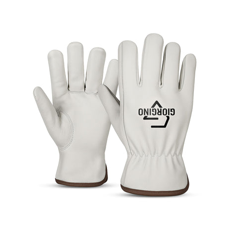 Giorgino leather work gloves cowhide-texture highlighting rugged construction.