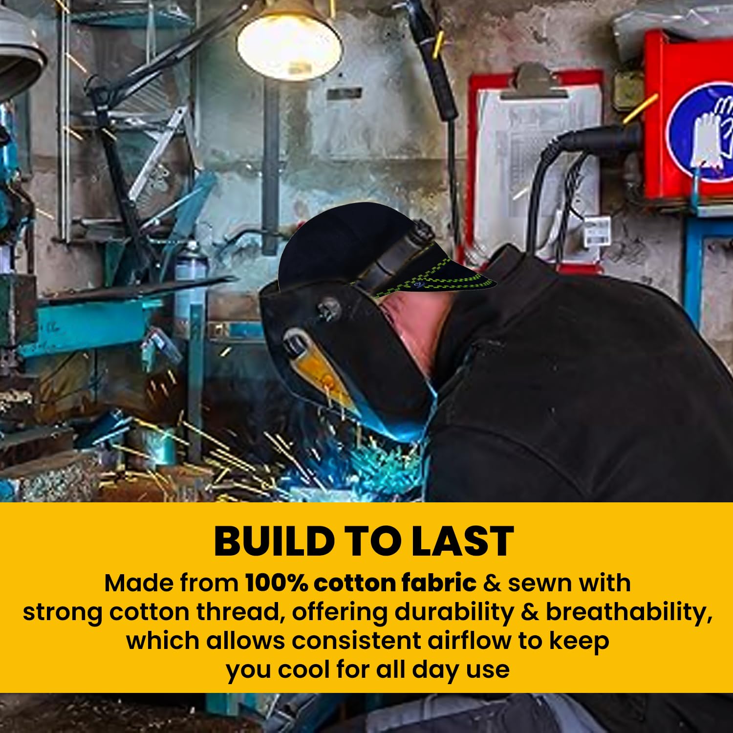 Giorgino welding cap suitable for welders, electricians, and construction pros.