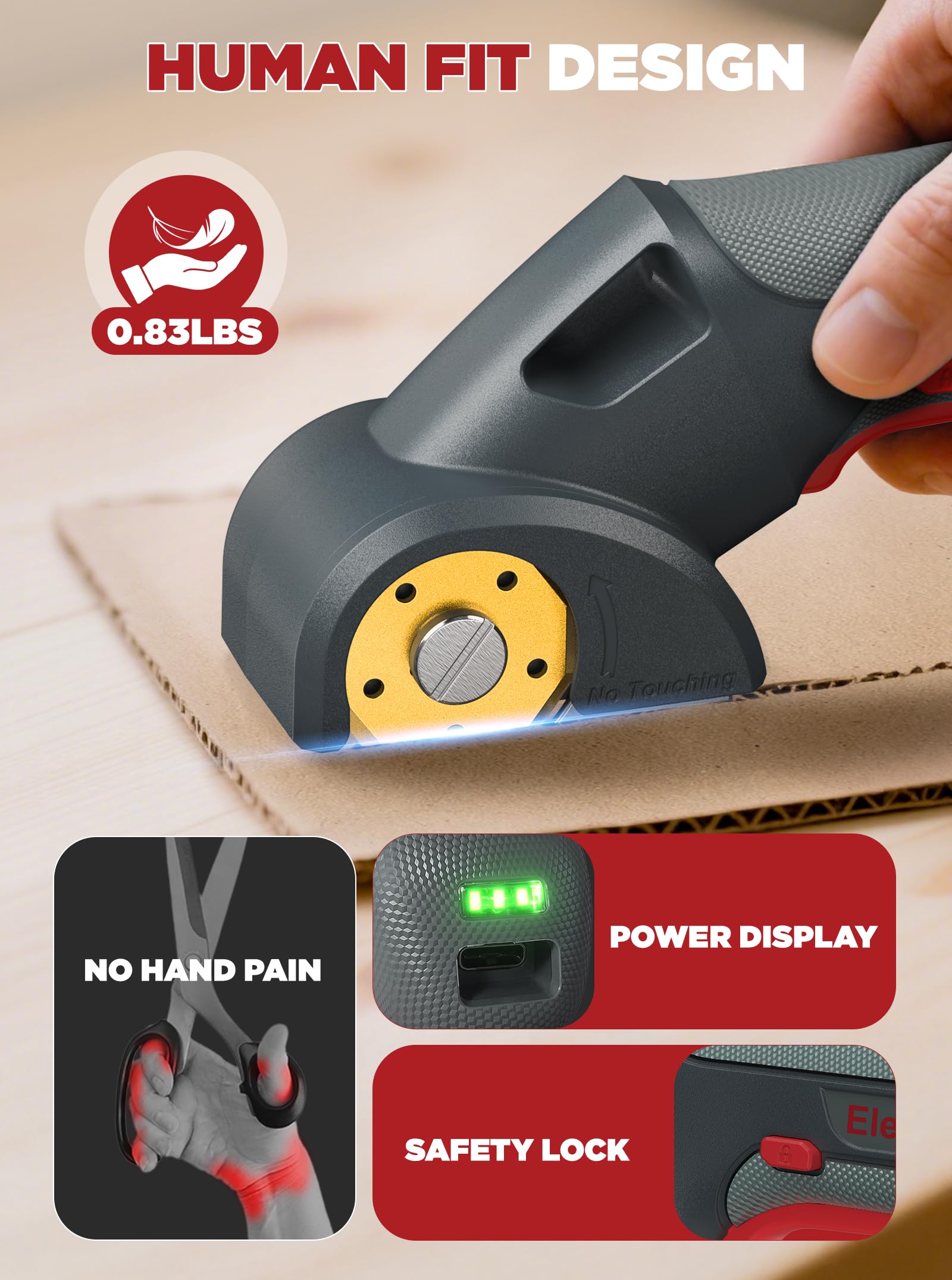 Giosuan 4V cordless cutting tool battery indicator shows status at a glance.