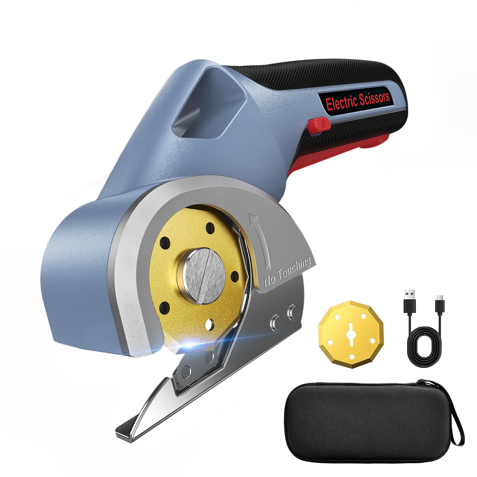 Giosuan Glacier Blue cordless cutting tool front view showing ergonomic design and control