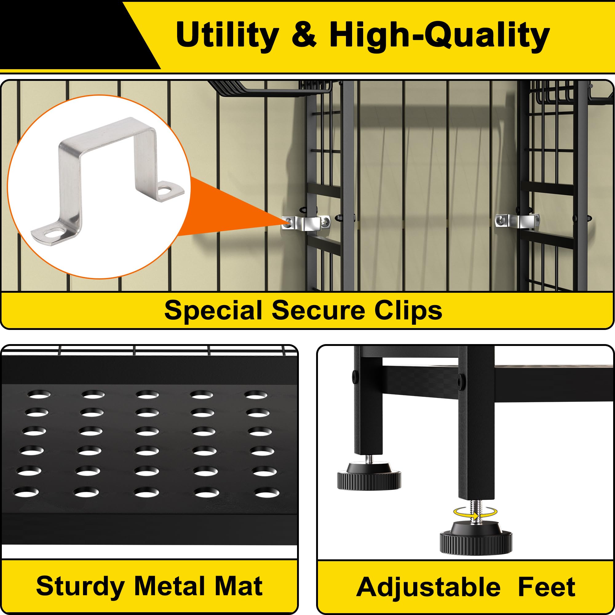 GIOTORENT adjustable feet stabilize rack on uneven ground.