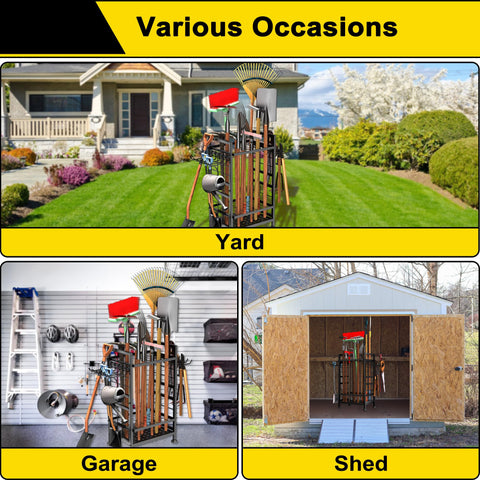 GIOTORENT indoor-outdoor rack blends with garage shed patio.