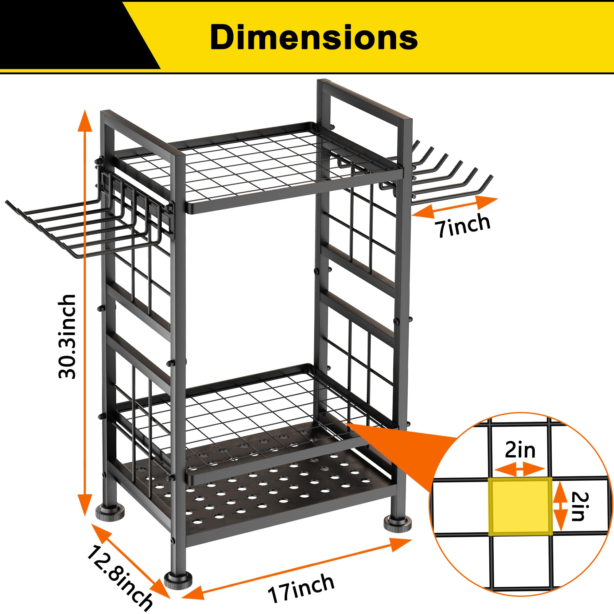 GIOTORENT tool organizer with side slots for D-handle tools keeps gear accessible.