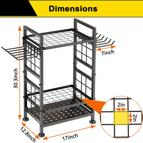 GIOTORENT tool organizer with side slots for D-handle tools keeps gear accessible.