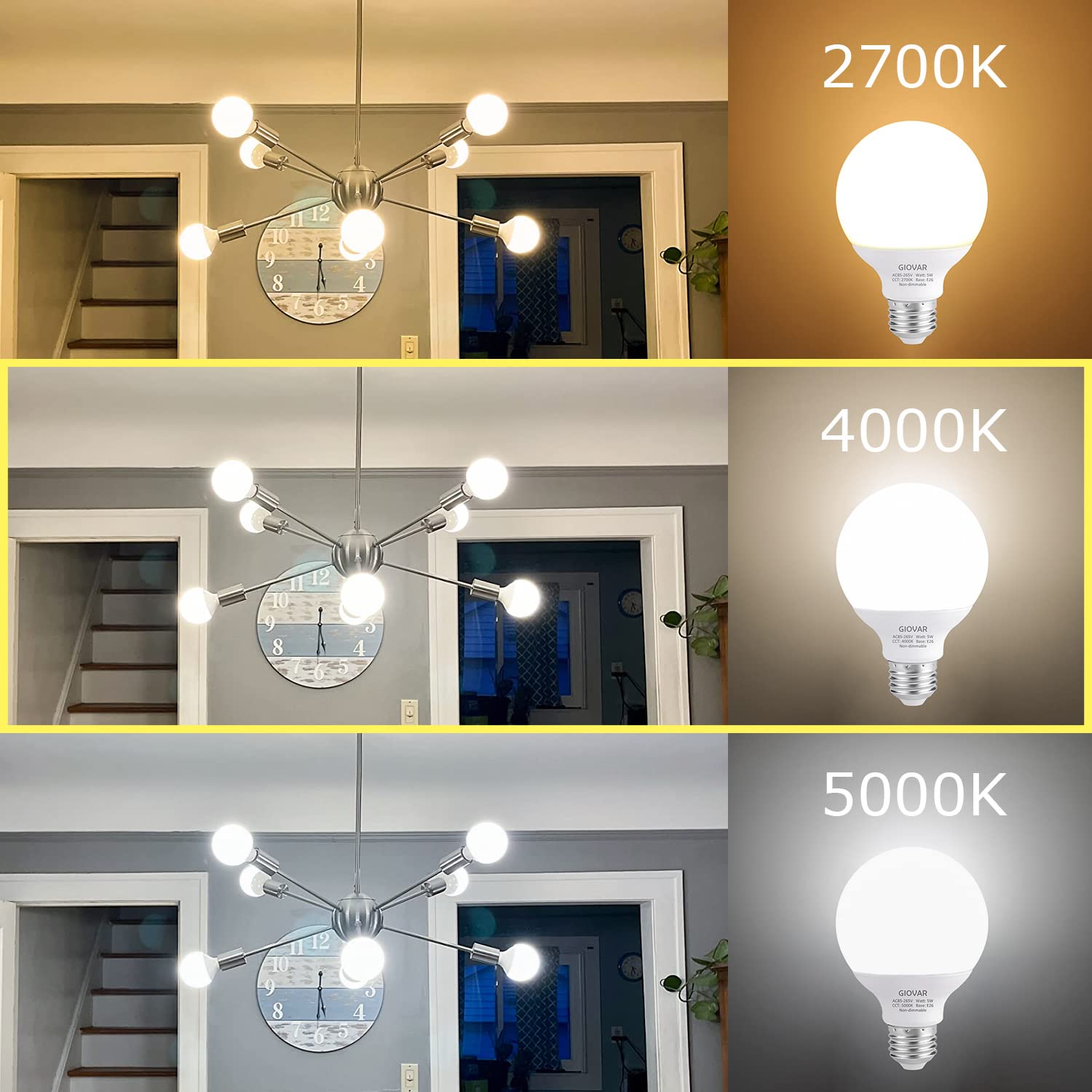 GIOVAR LED bulb with E26 base closeup showing sturdy construction