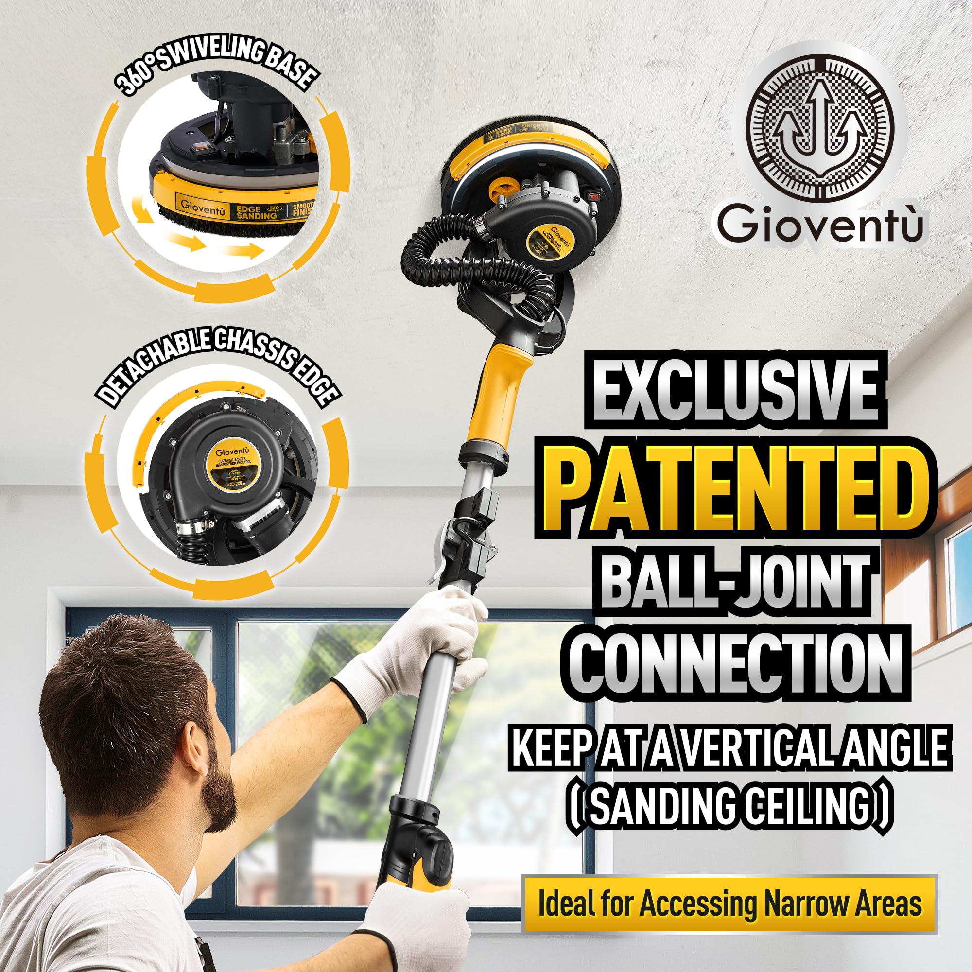 Gioventù sander offers 7-speed control for textured surfaces.