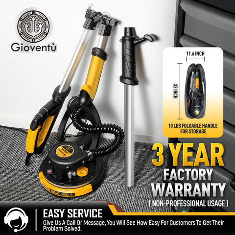 Gioventù extendable rod and LED lighting illuminate high areas for precise work.