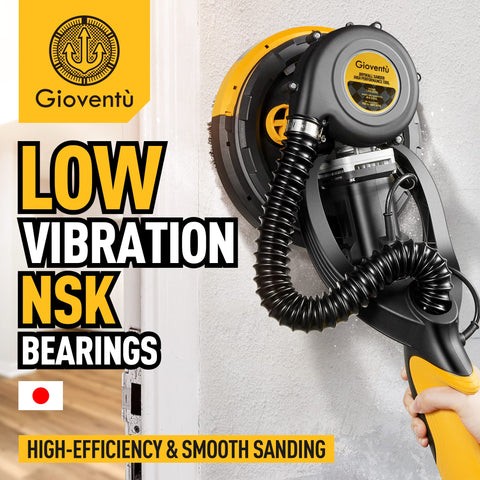 Gioventù sander floating head 360° reaches corners effortlessly during ceilings work.