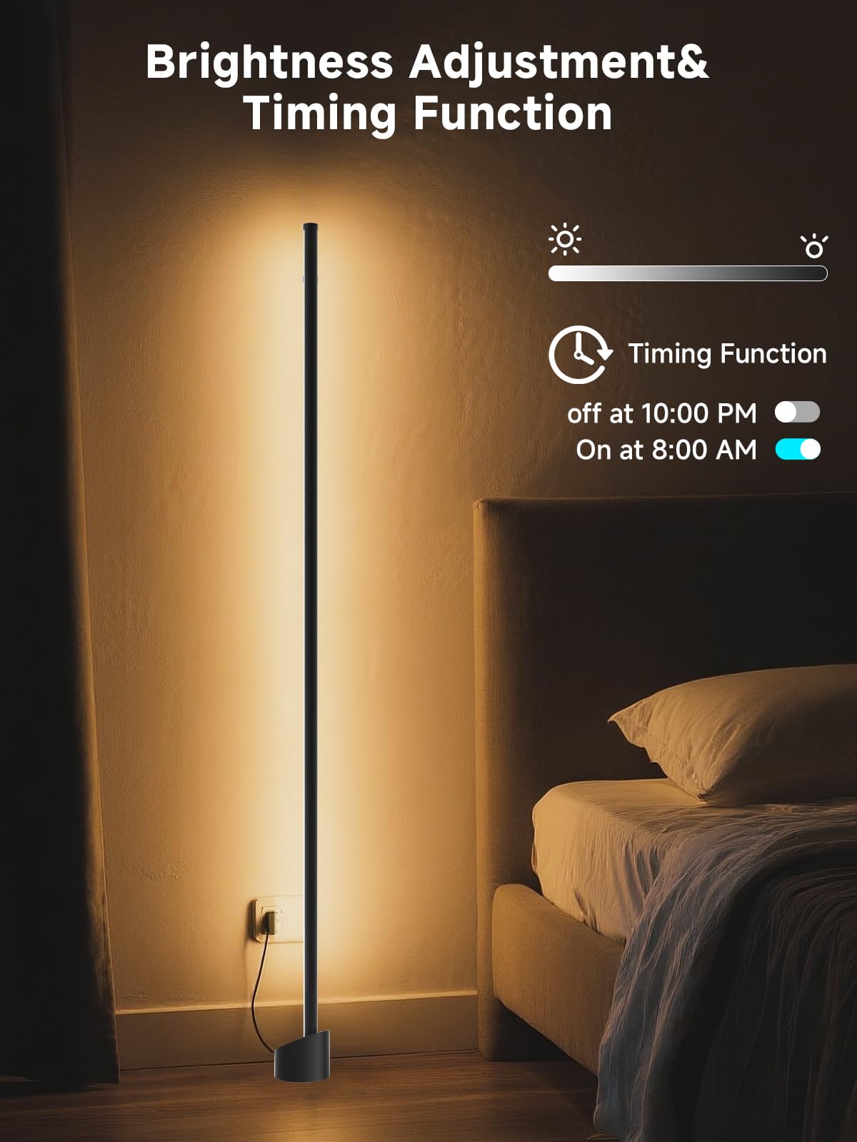 GIPOYENT remote-controlled floor lamp provides convenient color and brightness adjustments.