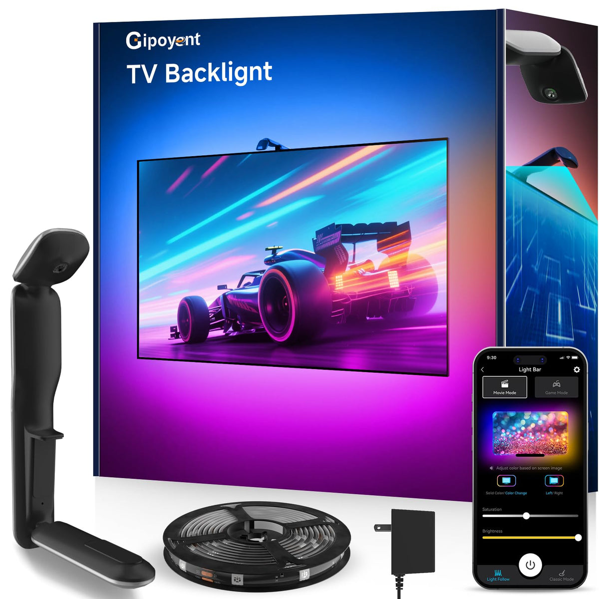GIPOYENT LED backlights with camera for real-time color syncing