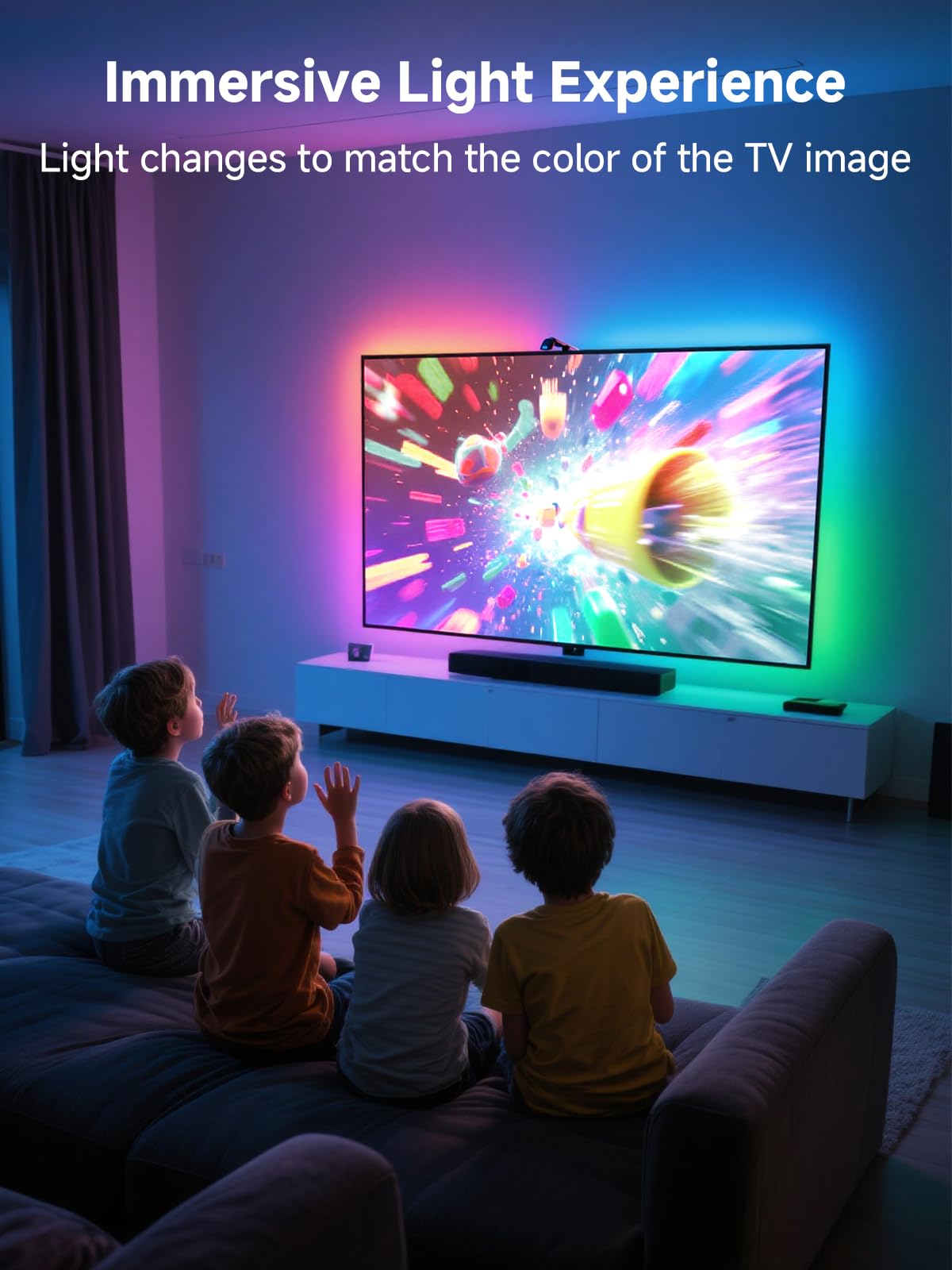 GIPOYENT LED strips installed on a TV for ambient lighting
