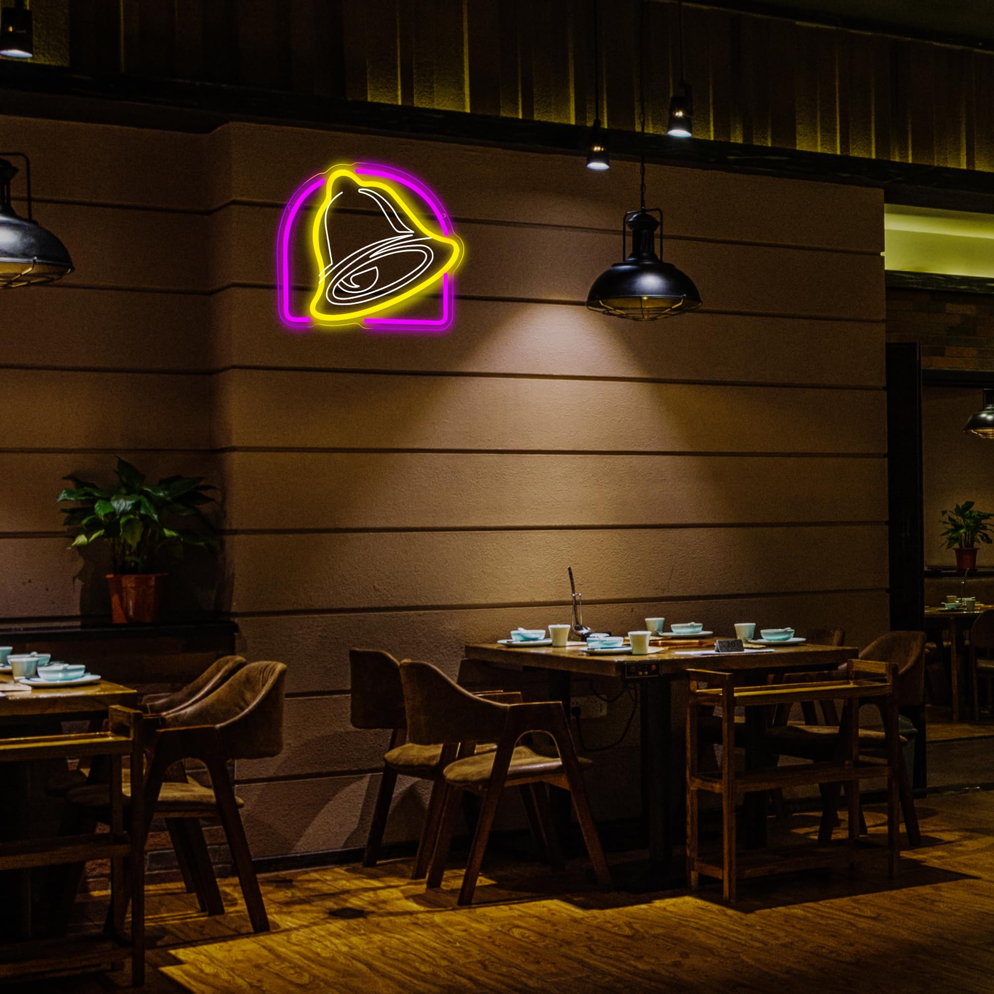 Gippro taco bar restaurant decor neon enhances dining atmosphere