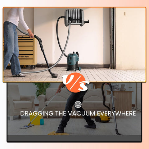 Giraffe Tools retractable hose reel in action delivering smooth, tangle-free retraction.
