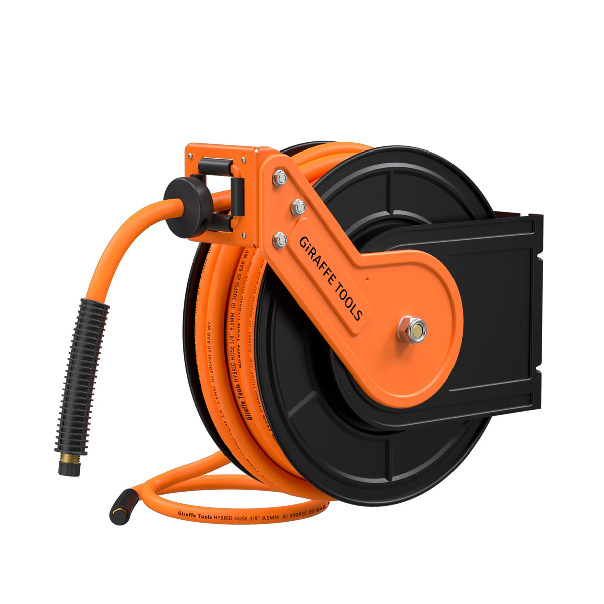 Giraffe Tools TA10B air hose reel retractable wall mount for tidy, efficient workspaces.