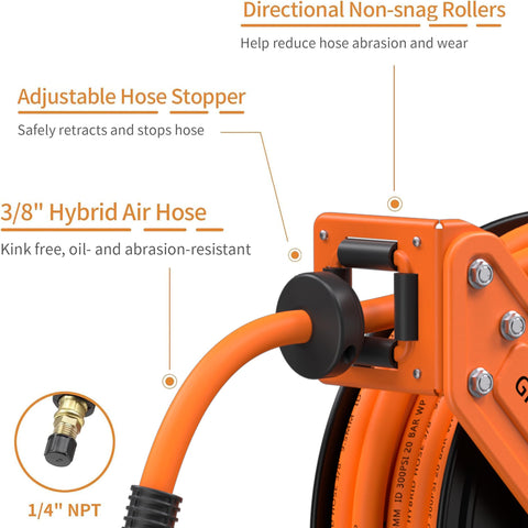 Giraffe Tools TA15BPLUS 50 ft hybrid hose for all-weather performance.