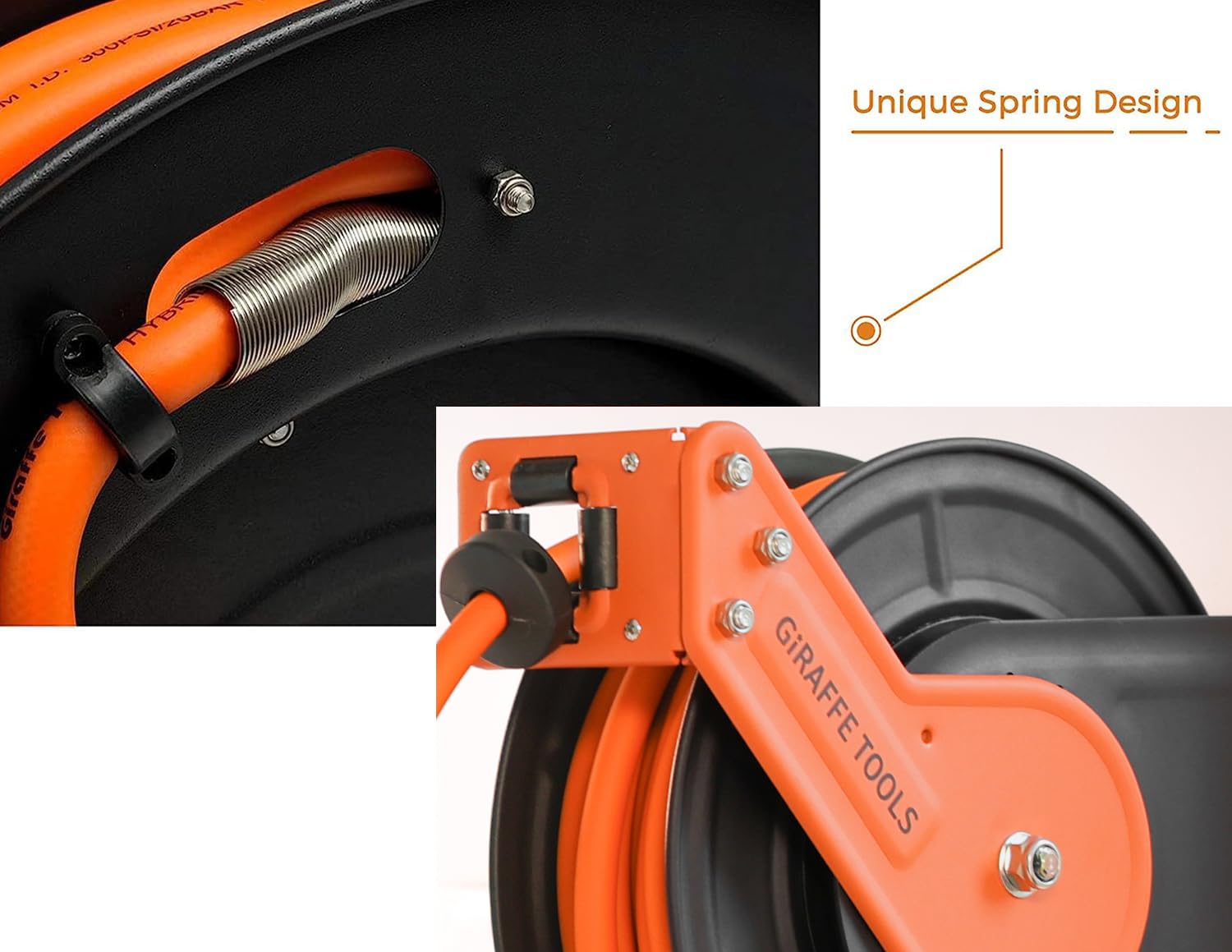 Giraffe Tools TA15BPLUS hose guide and lock prevent wear and tangling.