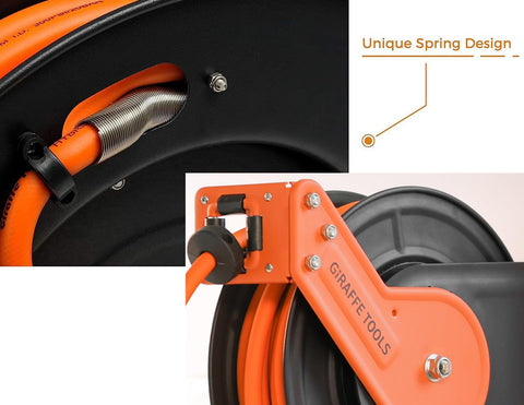 Giraffe Tools TA15BPLUS hose guide and lock prevent wear and tangling.
