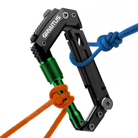 GIRIAITUS carabiner multitool green overview for everyday outdoor versatility.