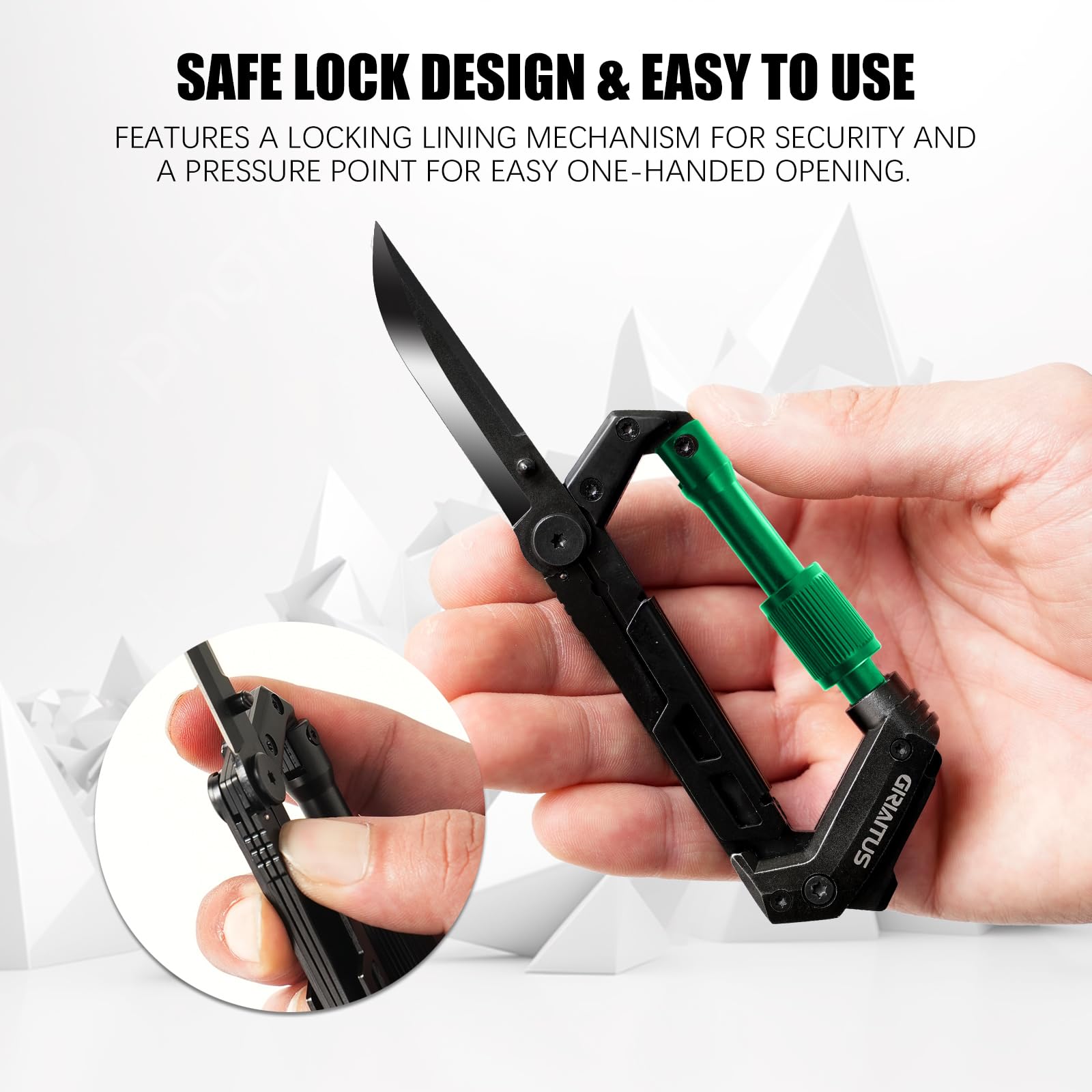 GIRIAITUS carabiner multitool pocket carry is compact for everyday use.