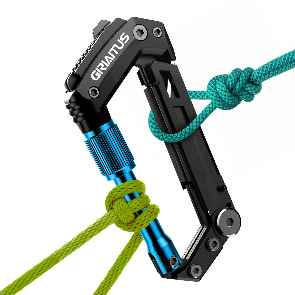 GIRIAITUS carabiner multitool with pocket knife for camping and quick fixes