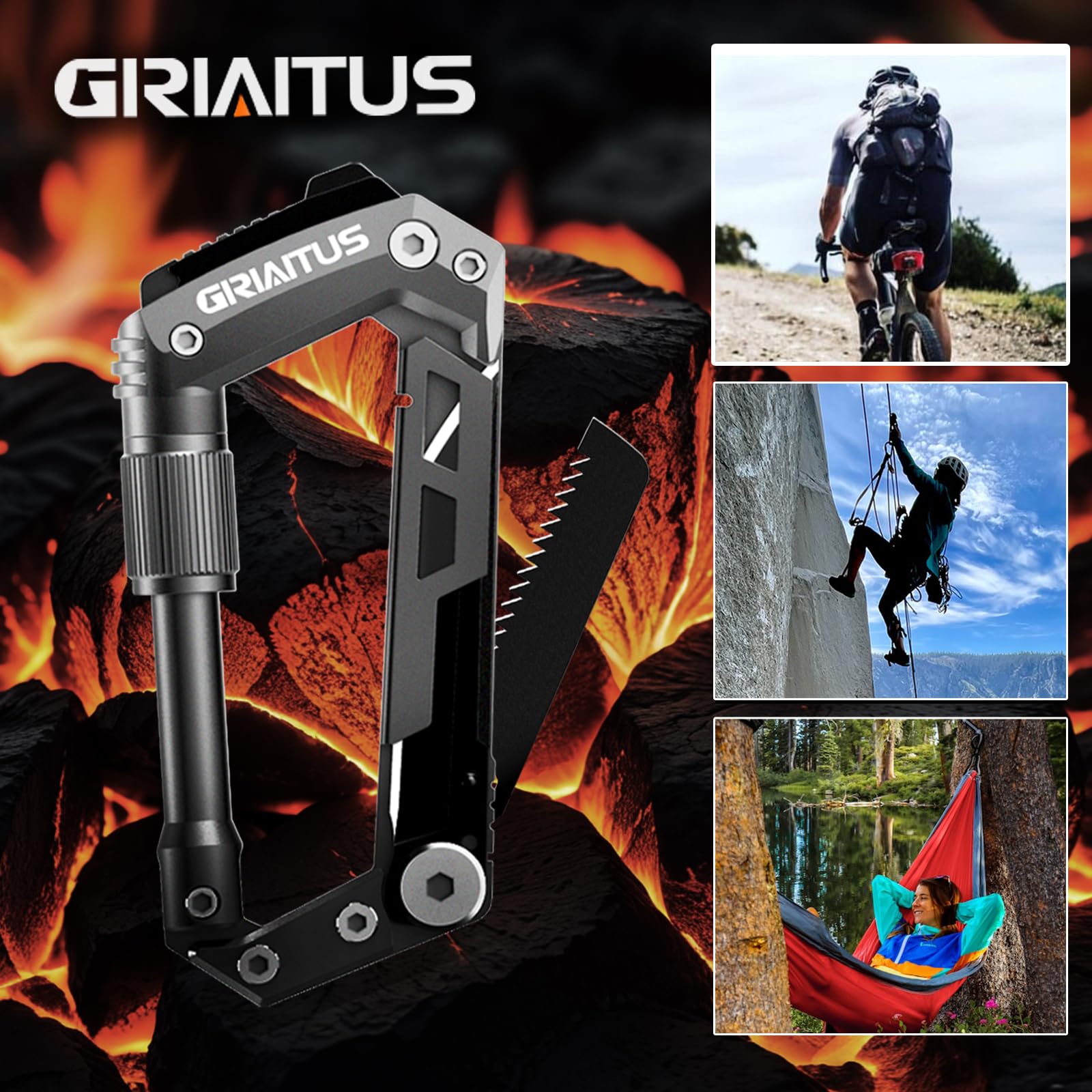 GIRIAITUS carabiner multitool includes ruler for on-site measurements.