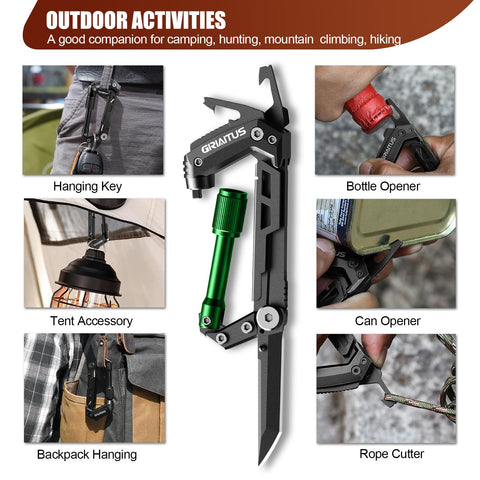 GIRIAITUS carabiner multitool ruler helps measure items on camping trips.