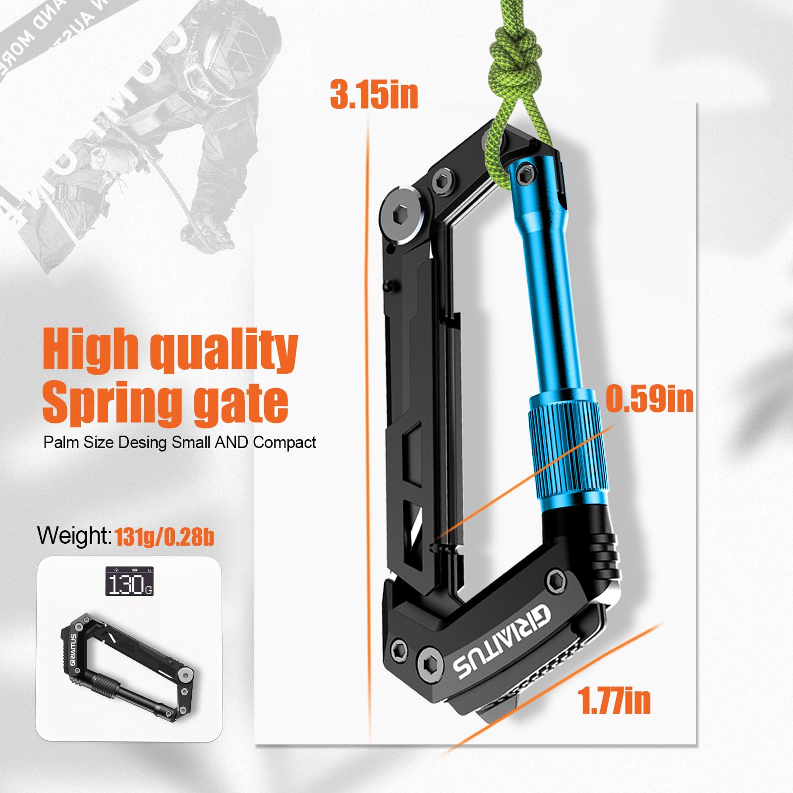 GIRIAITUS carabiner multitool serrated knife blue ideal for outdoor cutting tasks