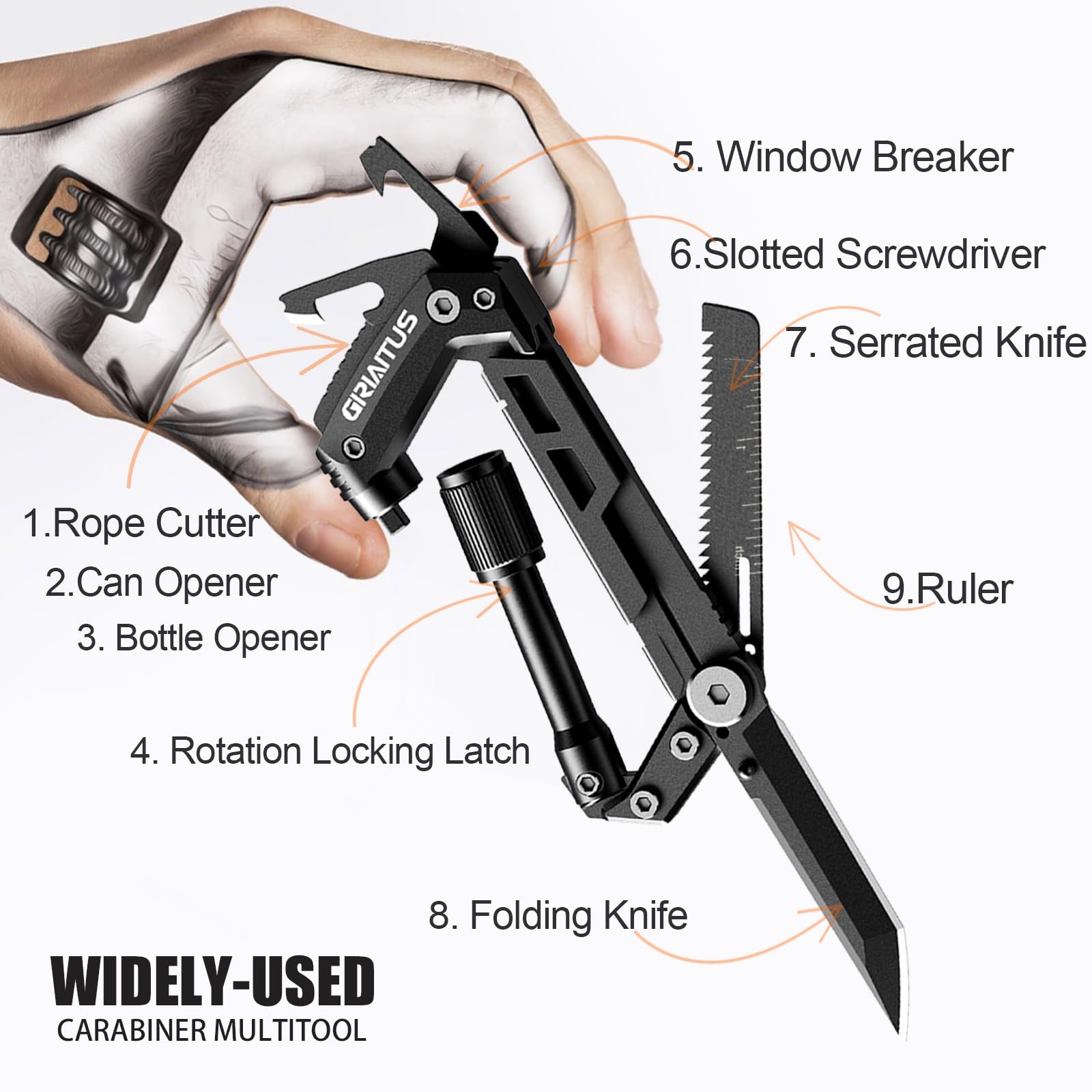 GIRIAITUS multitool serrated knife ready for trail side cutting