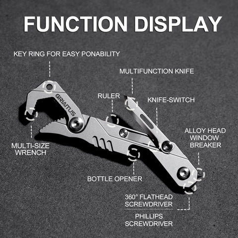 GIRIAITUS EDC Multitool wrench with multiple sizes supports quick adjustments.