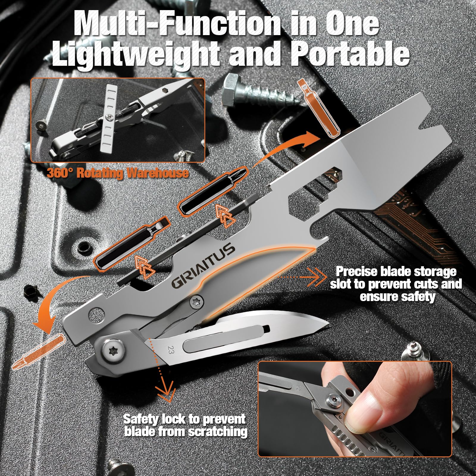 GIRIAITUS steel handle design offers durable grip during heavy-duty tasks and daily carry.
