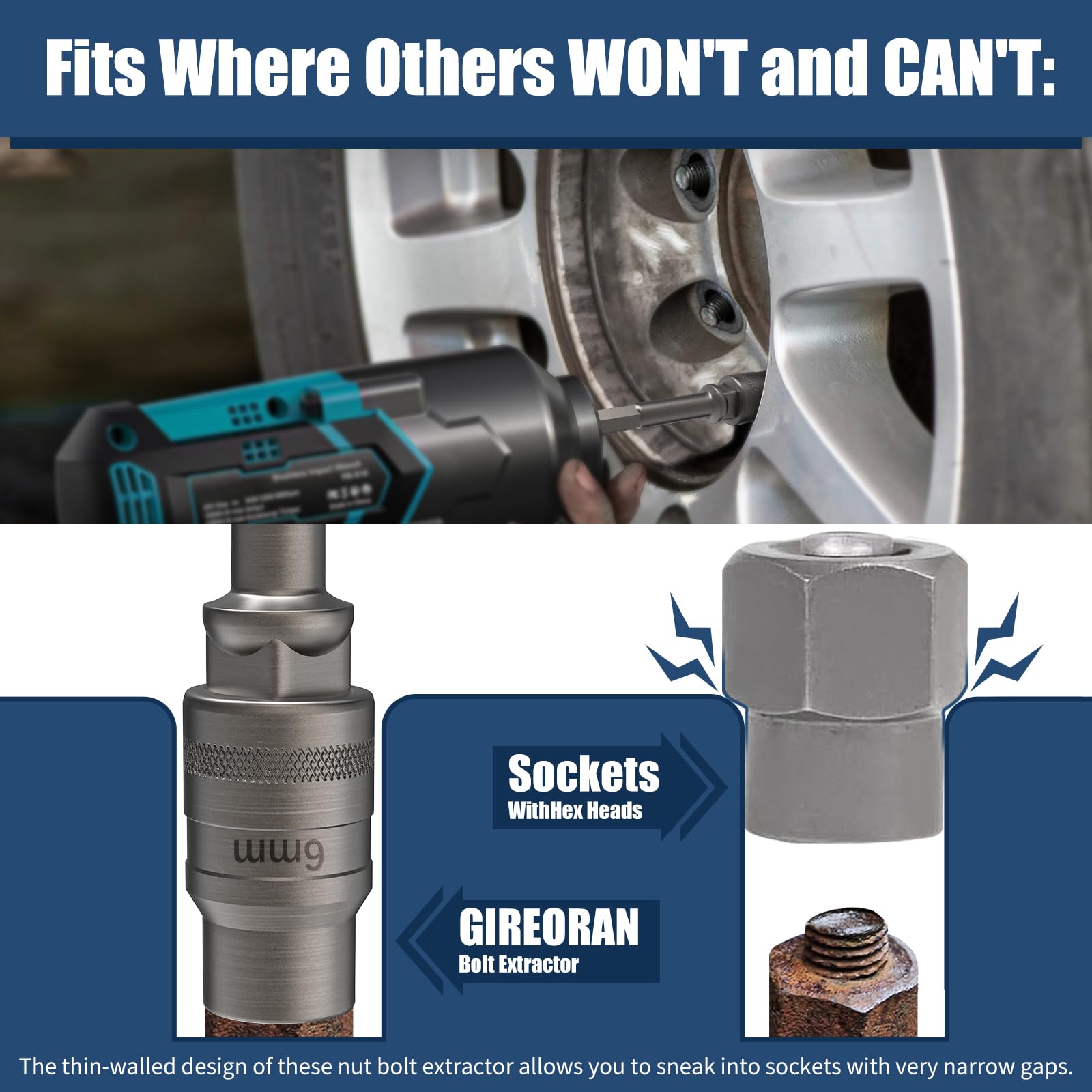 GIREORAN slim design fits tight spaces for easier removal.