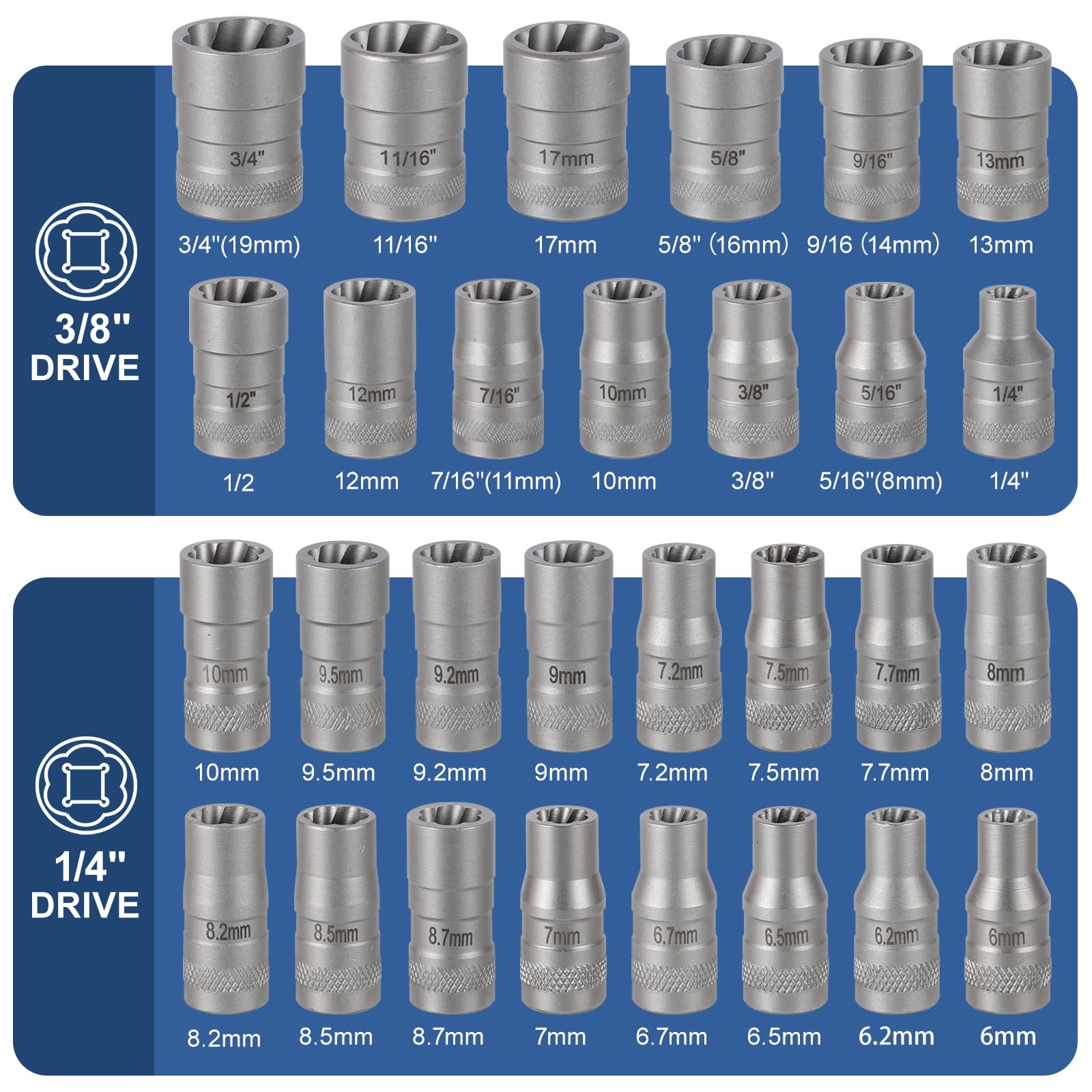GIREORAN quarter-inch and three-eighth-inch adapters extend tool compatibility.