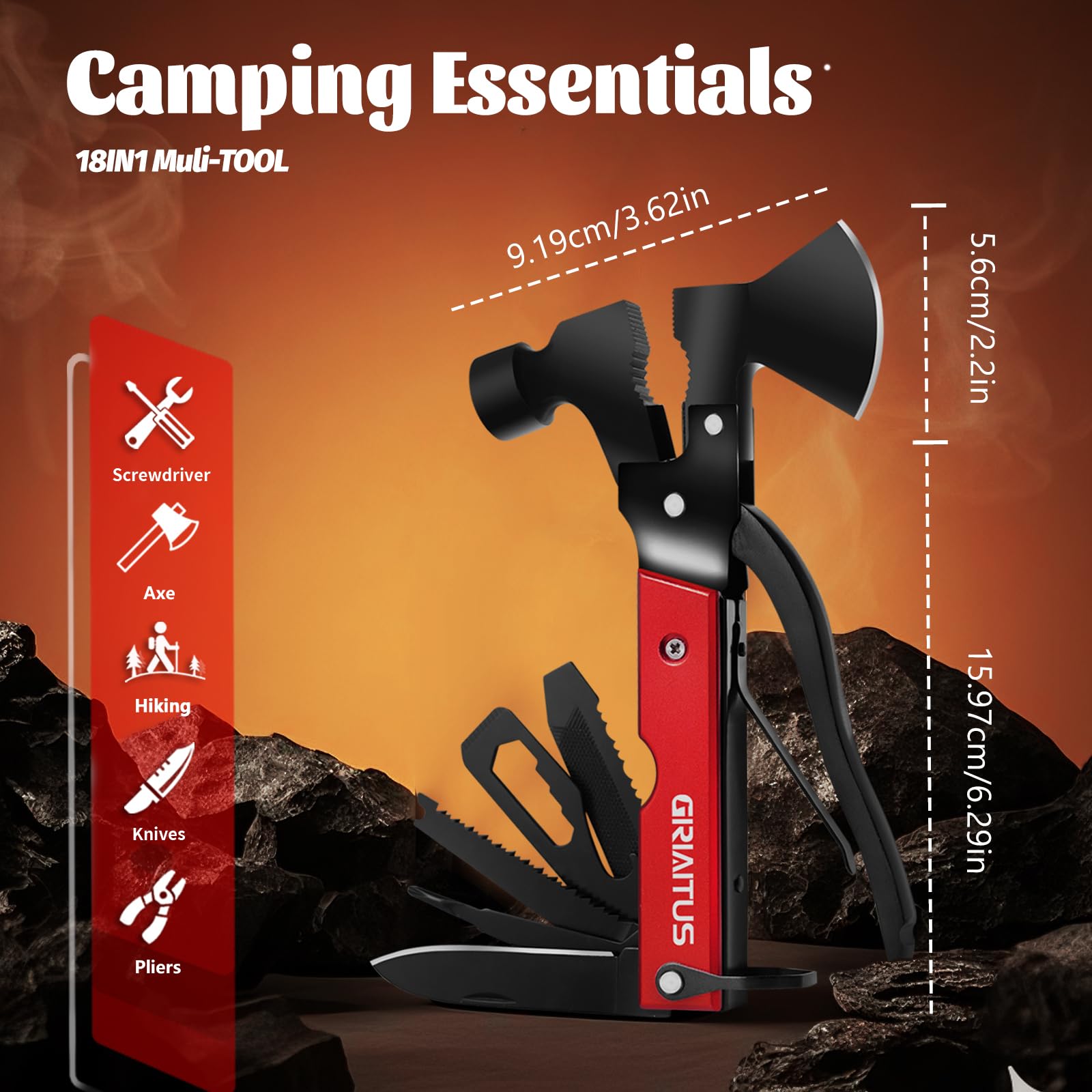 GIRIAITUS multitool hammer designed for heavy-duty camping use.