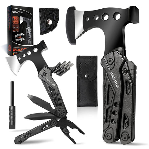 GIRIAITUS camping multitool with axe and hammer for sturdy outdoor tasks