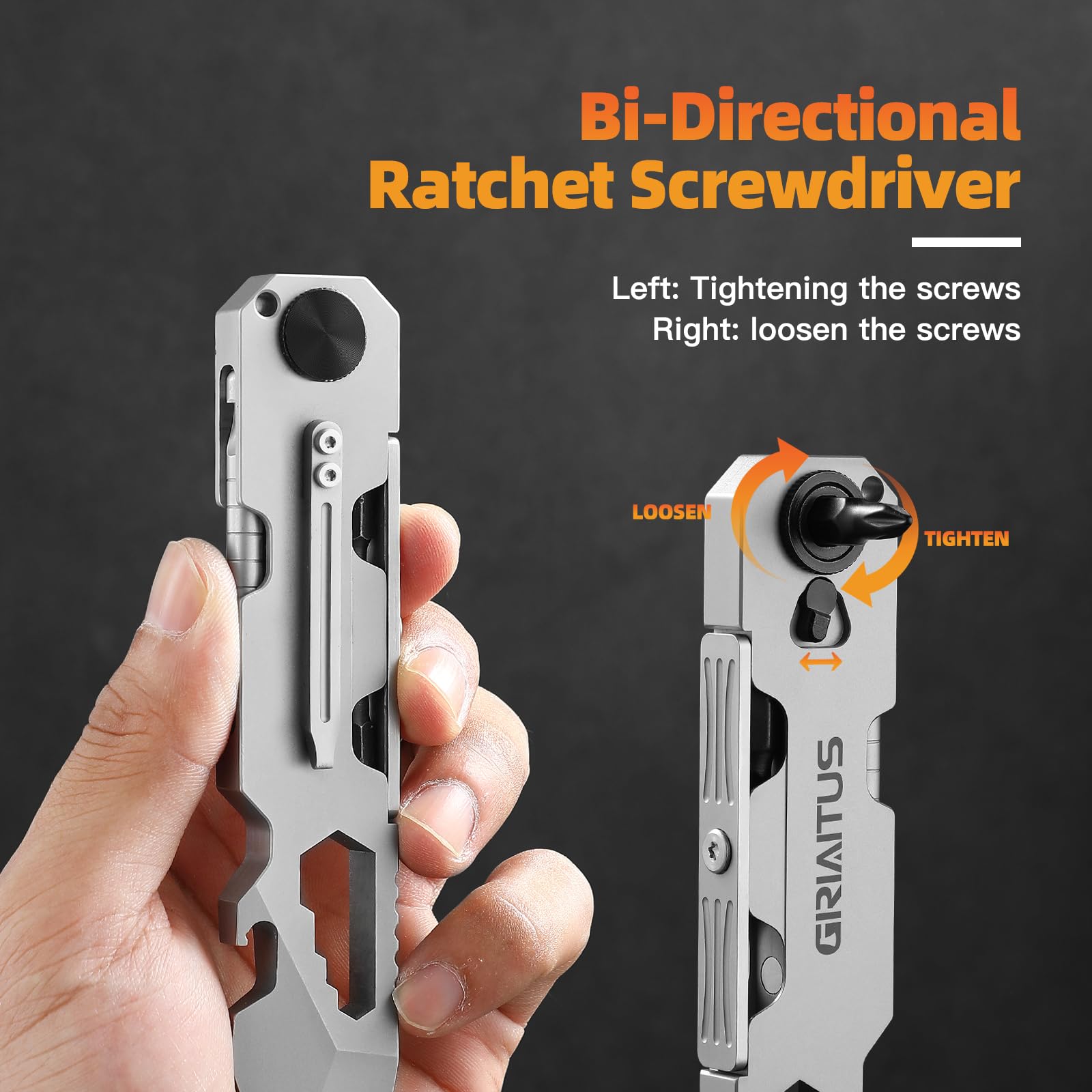 GIRIAITUS EDC Pry Bar Bi-Directional Ratchet Screwdriver in action for quick adjustments.