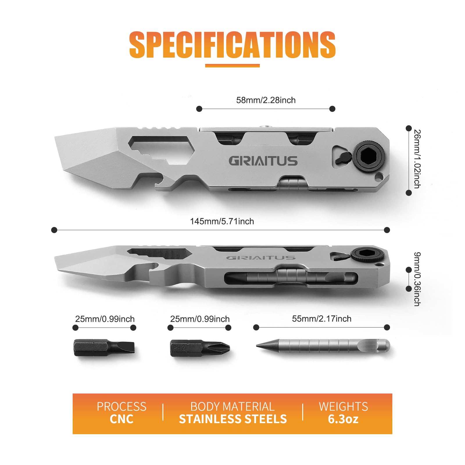 GIRIAITUS EDC Pry Bar with wrenches and crowbar for on-the-go fixes.