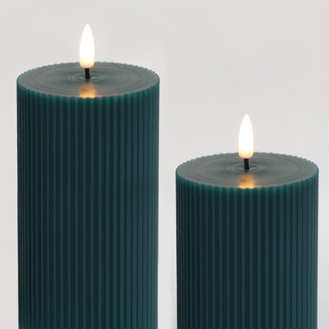 Girimax green ribbed LED candle decor idea for weddings and gatherings.