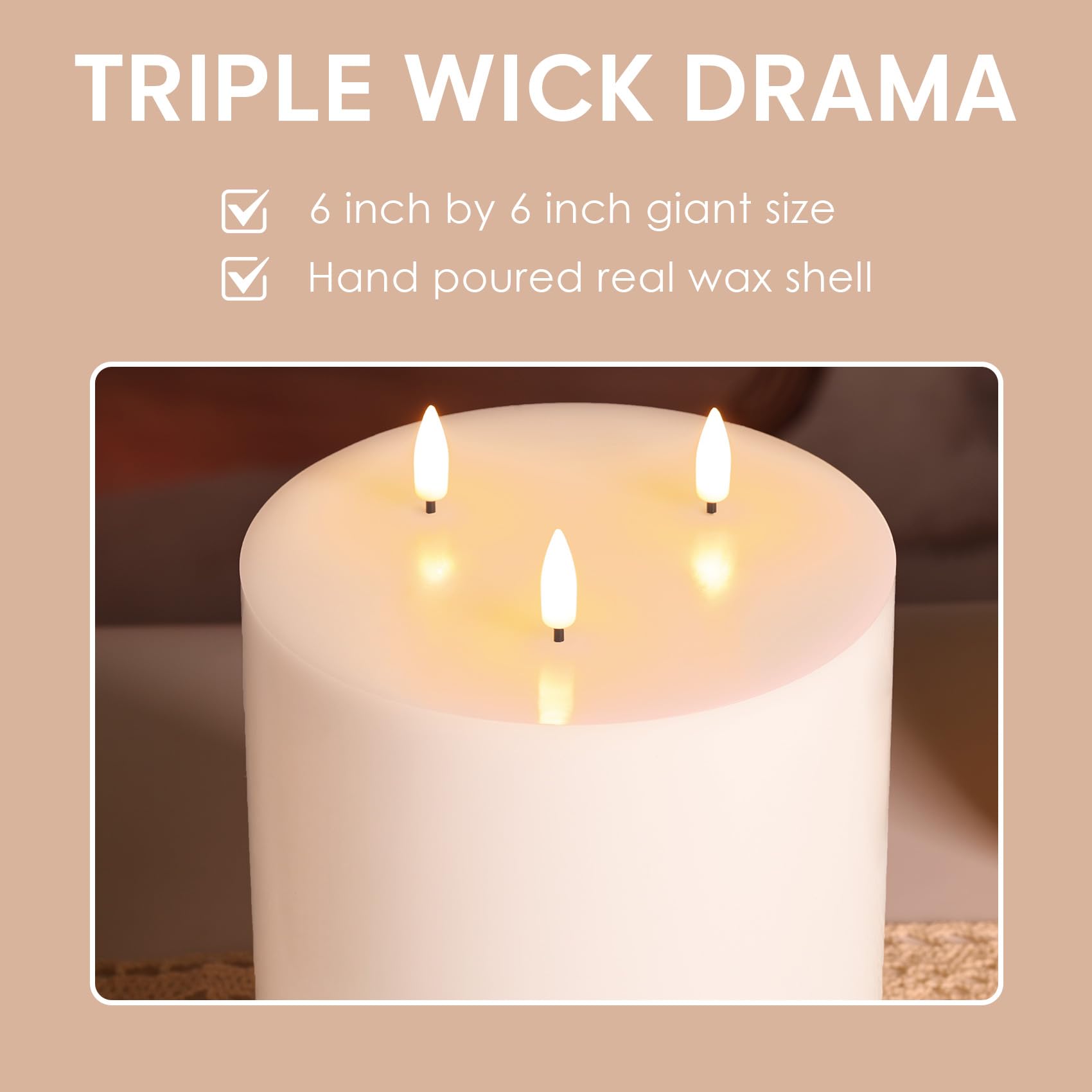 Girimax long battery life keeps candles lit for days.