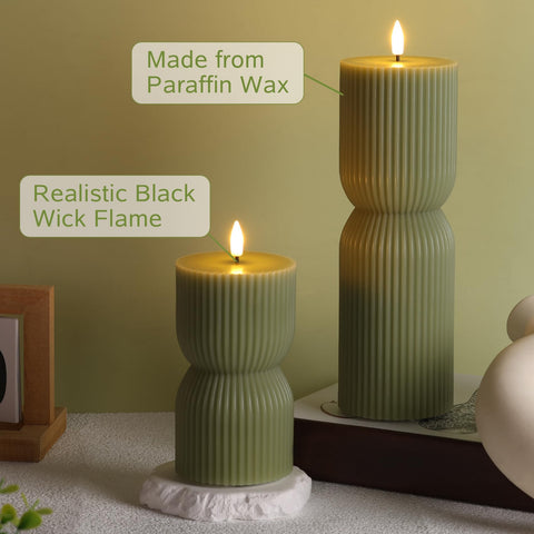 Girimax olive green candle enhances shelves and tables
