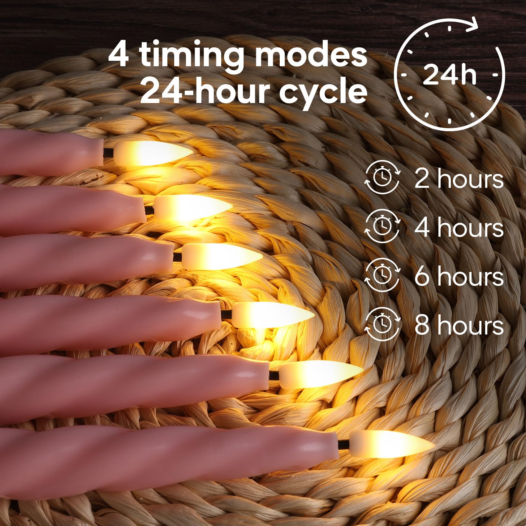 Girimax pink flameless taper candle battery setup showing power source.