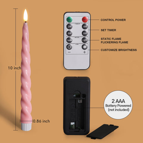 Girimax pink flameless taper candle remote control for easy mood lighting.