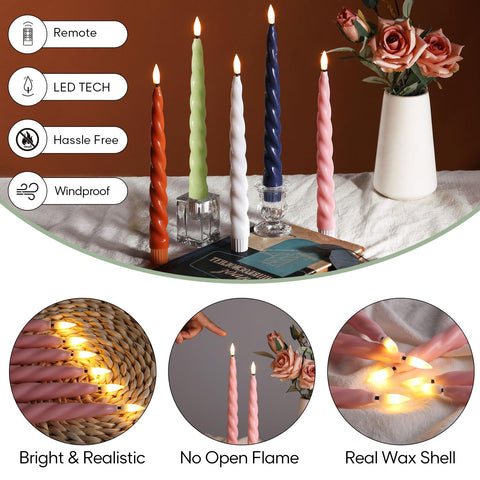 Girimax pink flameless taper candle wax detail highlighting premium decor.