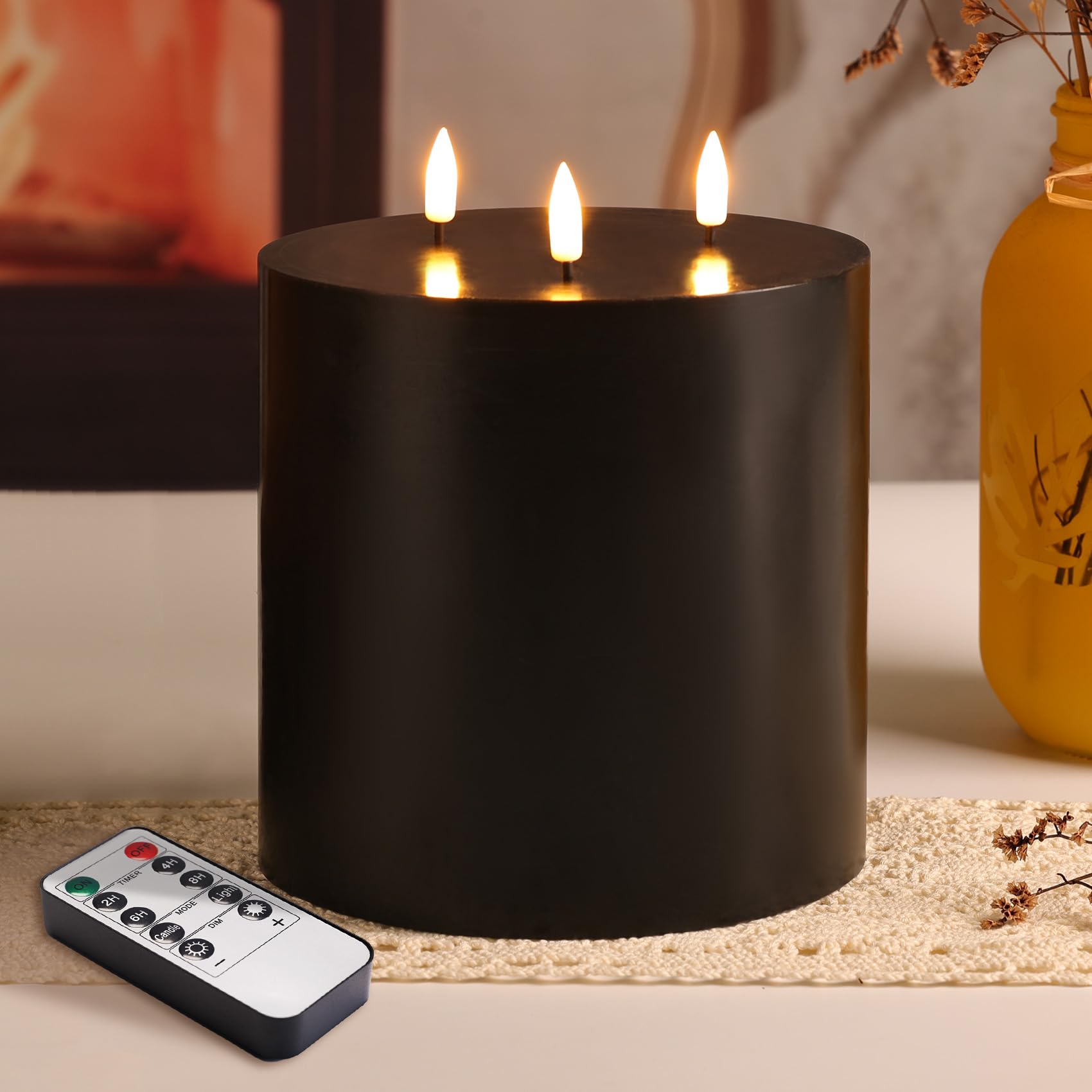 Girimax real-wax-coated 3-wick candle creates cozy ambiance.