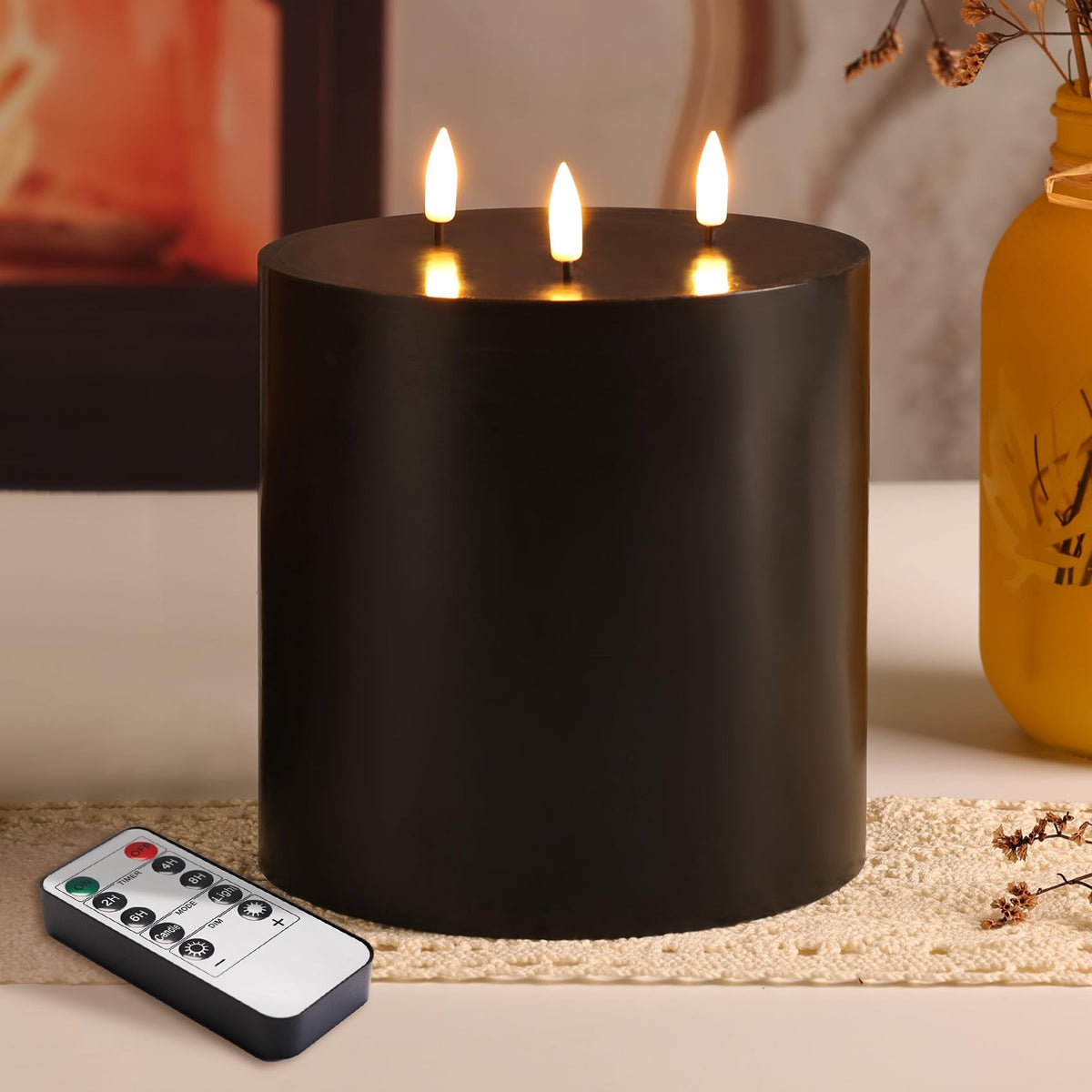 Girimax real-wax-coated 3-wick candle creates cozy ambiance.