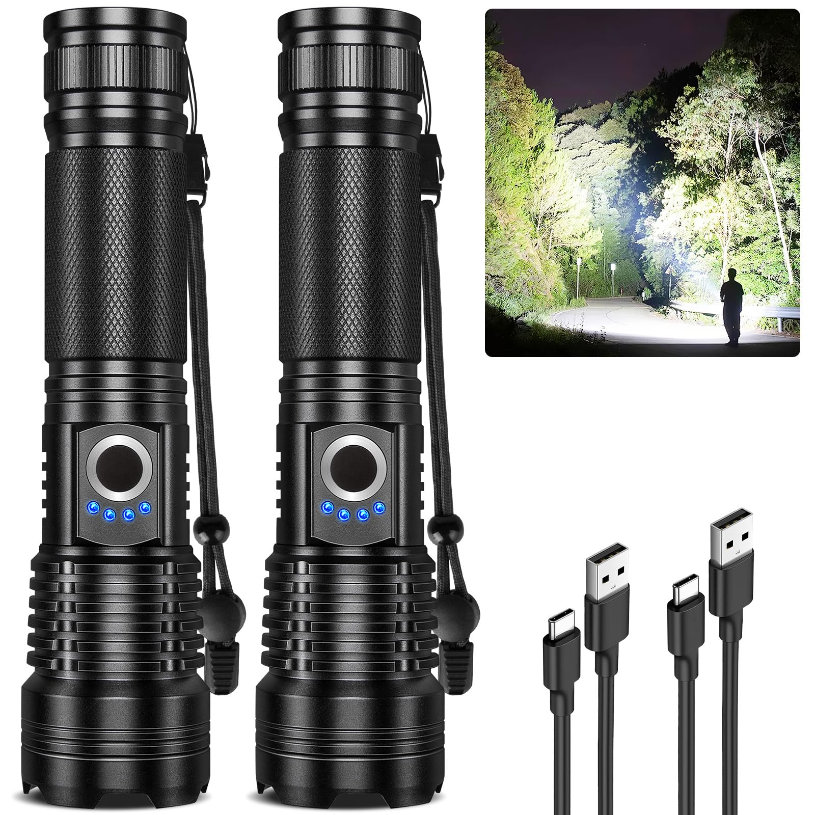 GISAEV flashlight with 99k lumen beam for outdoor visibility and safety.