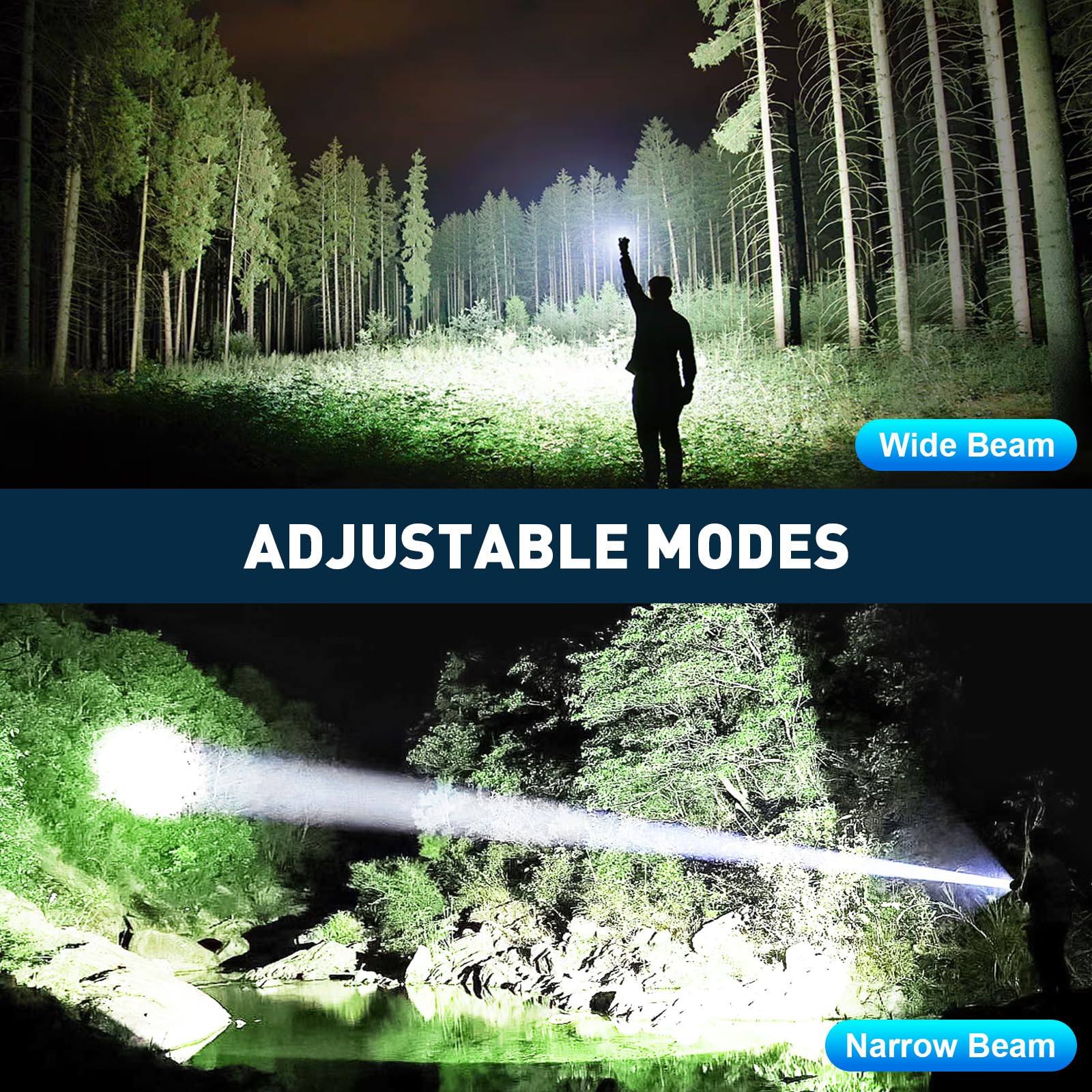 GISAEV flashlight IPX7 waterproof design for rain and snow reliability.