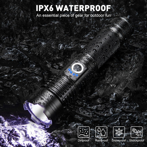 GISAEV rechargeable battery powering a long-lasting flashlight performance.