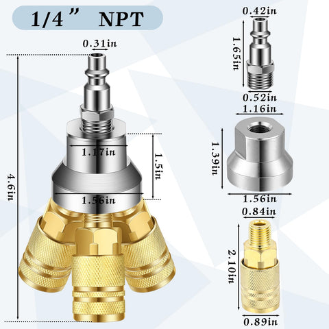Gisafai air manifold three steel industrial couplers detail