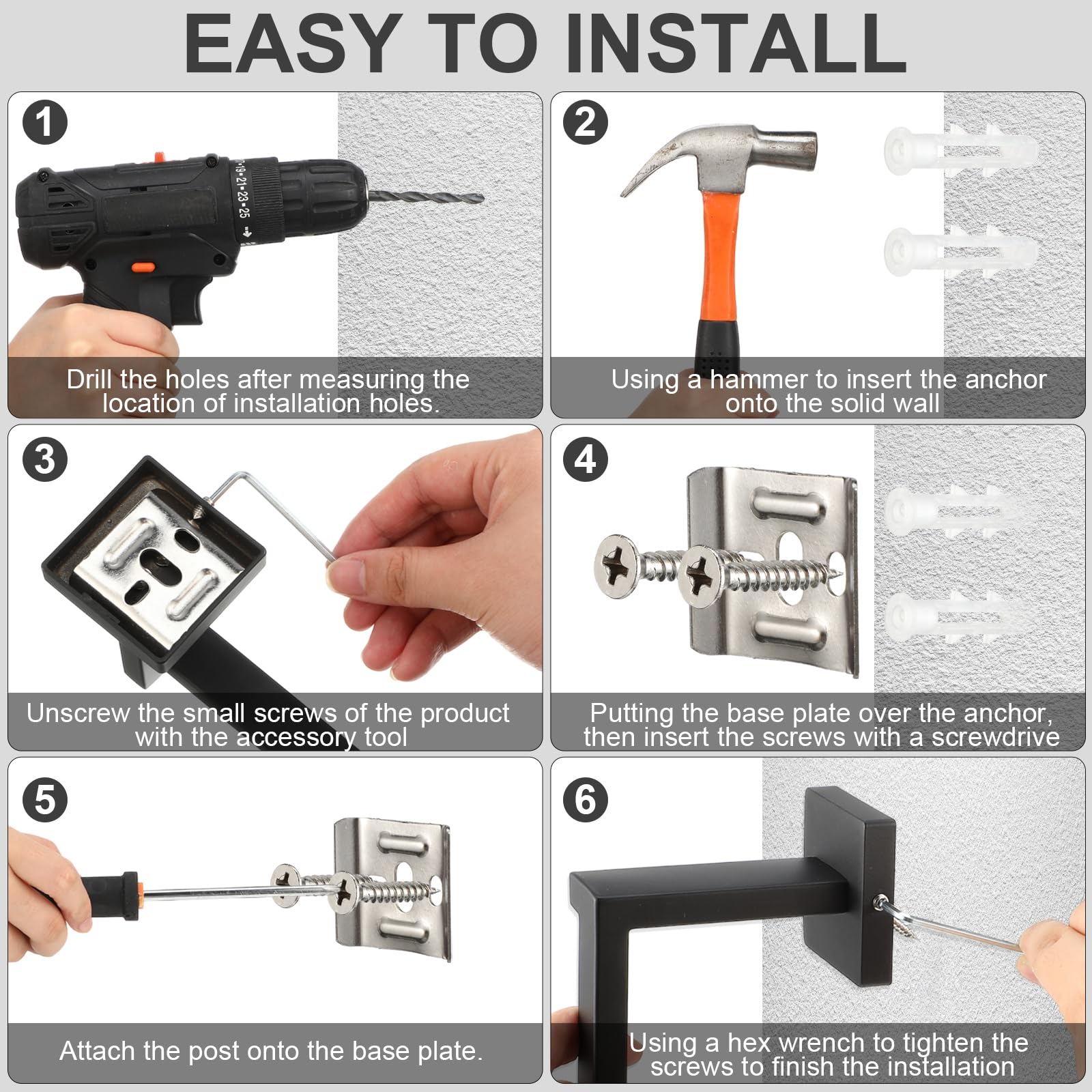 Gisafai black towel hooks set, space-saving and organized